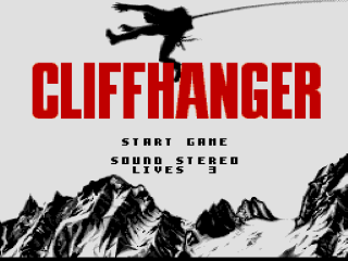Cliffhanger title screen for Super Nintendo